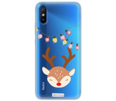 Чохол для Xiaomi Redmi 9A MixCase зі стразами гірлянда та олень