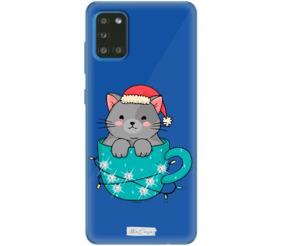 Чохол для Samsung Galaxy A31 (A315) MixCase зі стразами котик у чашці