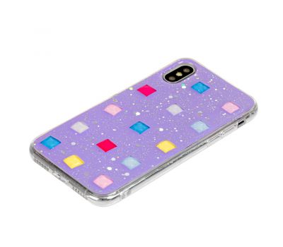 Чохол для iPhone X / Xs мозаїка фіолетовий 2702961