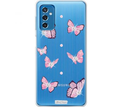 Чохол для Samsung Galaxy M52 (M526) MixCase зі стразами рожеві метелики