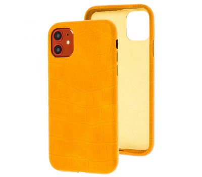Чохол для iPhone 11 Leather croco full жовтий