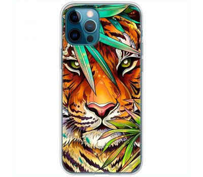 Чохол для iPhone 12 Pro MixCase звірі тигр у листі