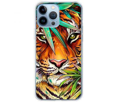 Чохол для iPhone 13 Pro MixCase звірі тигр у листі