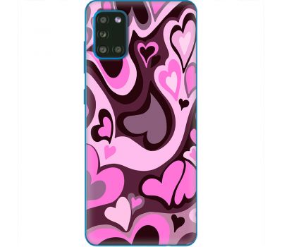 Чохол для Samsung Galaxy A31 (A315) MixСase день закоханих серця на рожевому