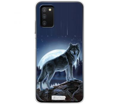 Чохол для Samsung Galaxy A03s (A037) Mixcase вовк на тлі місяця