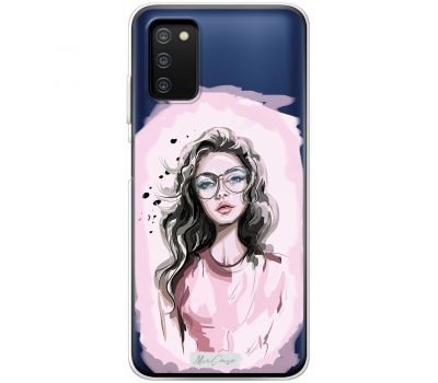 Чохол для Samsung Galaxy A03s (A037) MixCase дівчина в окулярах на рожевому