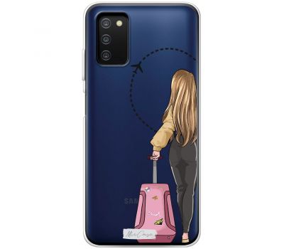 Чохол для Samsung Galaxy A03s (A037) MixCase дівчина рожева валіза