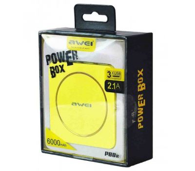 Зовнішній акумулятор Power Bank Awei P88K 6000mAh yellow 2786947