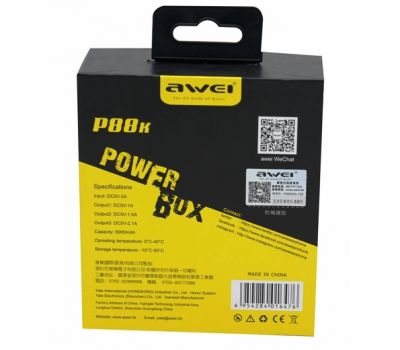 Зовнішній акумулятор Power Bank Awei P88K 6000mAh yellow 2786949