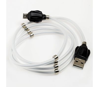 Кабель USB Moxom MX-CB46 microUSB Magnetic clips 2.4A 1m білий 2791994