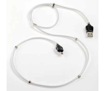 Кабель USB Moxom MX-CB46 microUSB Magnetic clips 2.4A 1m білий 2791996
