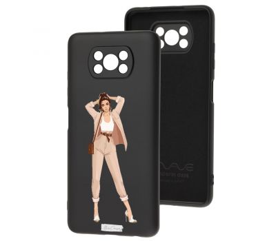 Чохол для Xiaomi Poco X3 / X3 Pro Mixcase чорний із замшею дівчина в костюмі