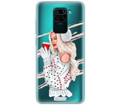 Чохол для Xiaomi Redmi Note 9 MixCase новий рік дівчина з кавою