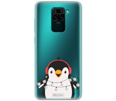 Чохол для Xiaomi Redmi Note 9 MixCase новий рік пінгвін з гірляндою