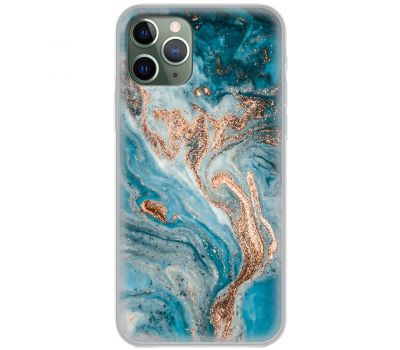 Чохол для iPhone 11 Pro Max MixCase бірюзовий мармур з позолотою