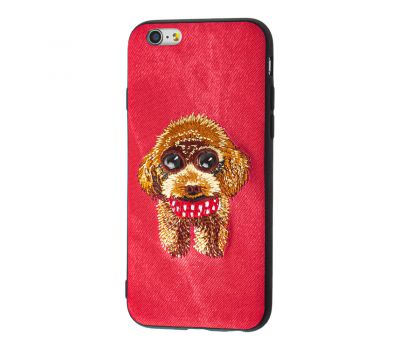 Чохол Embroider Animals для iPhone 6 Jeans червоний "собака з шарфом"