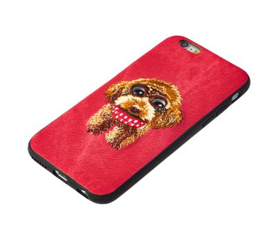 Чохол Embroider Animals для iPhone 6 Jeans червоний "собака з шарфом" 2820035