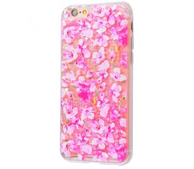 Чохол для iPhone 6 Plus блискітки вода New рожевий "квіти"