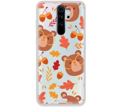 Чохол для Xiaomi Redmi Note 8 Pro MixCase осінь ведмедик жолуді листочки