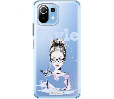 Чохол для Xiaomi Mi 11 Lite MixCase дівчина окуляри метелик