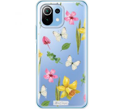 Чохол для Xiaomi Mi 11 Lite MixCase квіти та білий метелик
