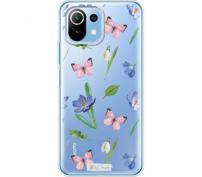Чохол для Xiaomi Mi 11 Lite MixCase квіти рожеві метелики