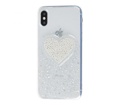Чохол Diamond для iPhone X / Xs Hearts сріблястий