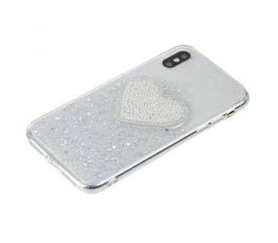 Чохол Diamond для iPhone X / Xs Hearts сріблястий 2833989