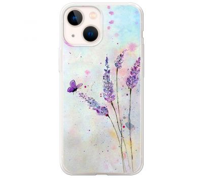 Чохол для iPhone 13 mini Mixcase акварельна лаванда квіти з метеликом