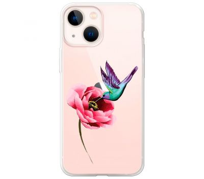 Чохол для iPhone 13 mini Mixcase квіти колібрі в півоні