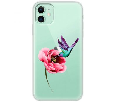 Чохол для iPhone 11 Mixcase квіти колібрі в півоні