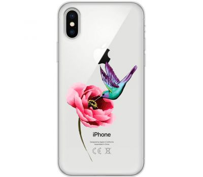 Чохол для iPhone Xs Max Mixcase квіти колібрі в півоні