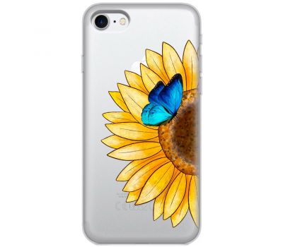 Чохол для iPhone 7 / 8 Mixcase квіти соняшник з блакитним метеликом