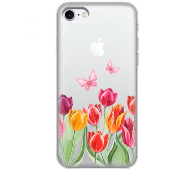 Чохол для iPhone 7/8 Mixcase квіти тюльпани з двома метеликами
