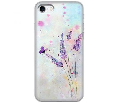 Чохол для iPhone 7/8 Mixcase квіти акварельна лаванда з метеликом