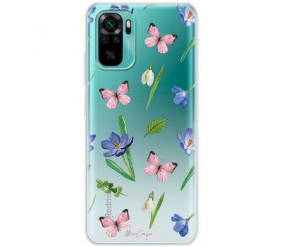 Чохол для Xiaomi Redmi Note 10 / 10s Mixcase квіти рожеві метелики та проліски