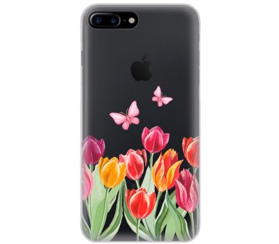 Чохол для iPhone 7 Plus / 8 Plus Mixcase квіти тюльпани з двома метеликами
