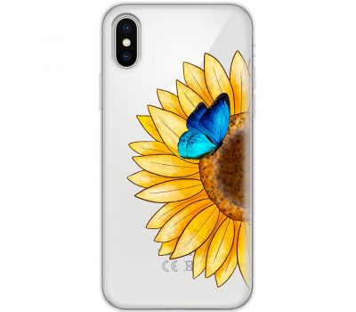 Чохол для iPhone Xs Max Mixcase квіти соняшник з блакитним метеликом