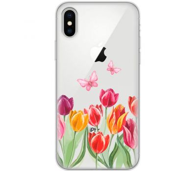 Чохол для iPhone Xs Max Mixcase квіти тюльпани з двома метеликами