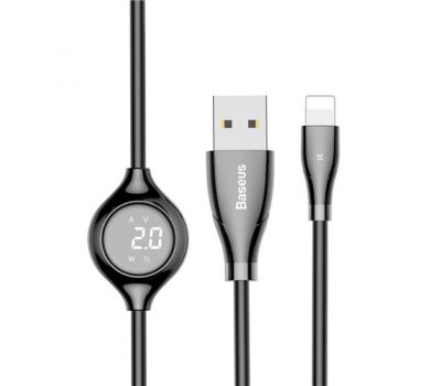 Кабель USB to Lightning 1.2m Baseus Big Eye Digital Display чорний 2839018