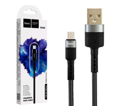 Кабель USB Hoco DU46 Charging microUSB 1m чорний 2843096
