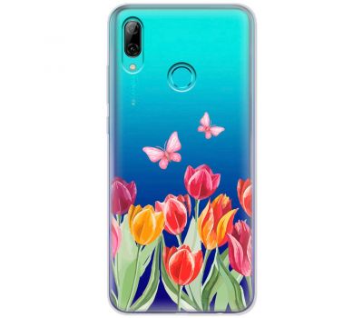 Чохол для Huawei P Smart 2019 Mixcase квіти тюльпани з двома метеликами
