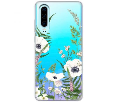 Чохол для Huawei P30 Mixcase квіти білі квіти лісові трави