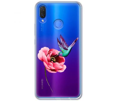 Чохол для Huawei P Smart Plus Mixcase квіти колібрі в півоні