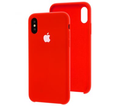Чохол Silicone для iPhone X / Xs case червоний біле яблуко