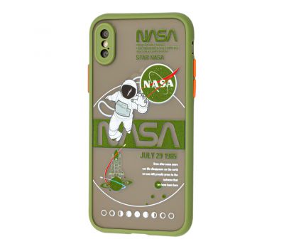 Чохол для iPhone X / Xs Picture shadow matte space nasa / army green