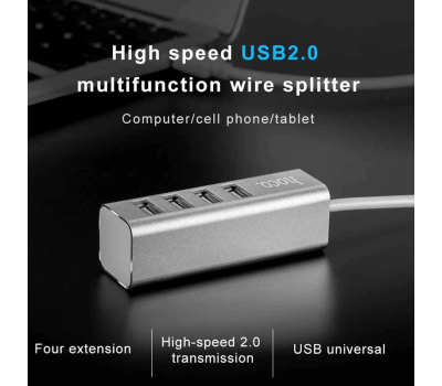 USB HUB Hoco HB1 microUSB 4USB port сріблястий 2857401