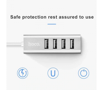 USB HUB Hoco HB1 microUSB 4USB port сріблястий 2857403