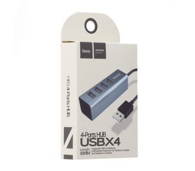 USB HUB Hoco HB1 microUSB 4USB port сріблястий 2857405