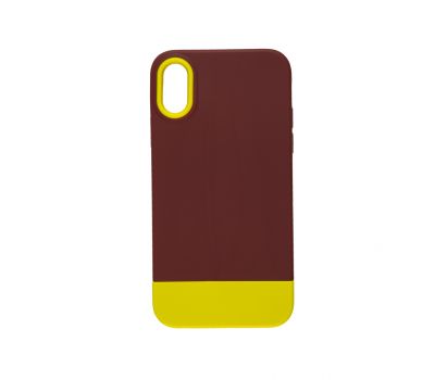 Чохол для iPhone X / Xs Bichromatic brown burgundy / yellow
